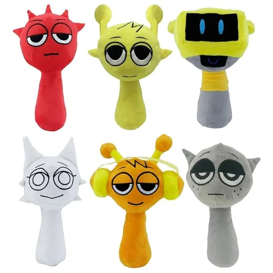 Peluche Sprunki Kawaii 6 Piezas, 20 Cm, Algodón, Kit