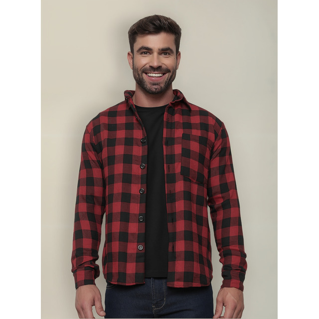 Camisa Social Masculina Manga Longa Flanelada Com Botões Camisa Social Masculina Manga Longa Flanelada Com Botões