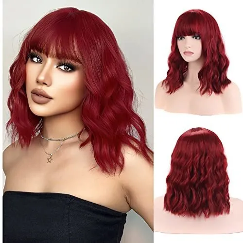 Beron 14 Pulgadas White Wig Short Curly Wig Women N5v1t