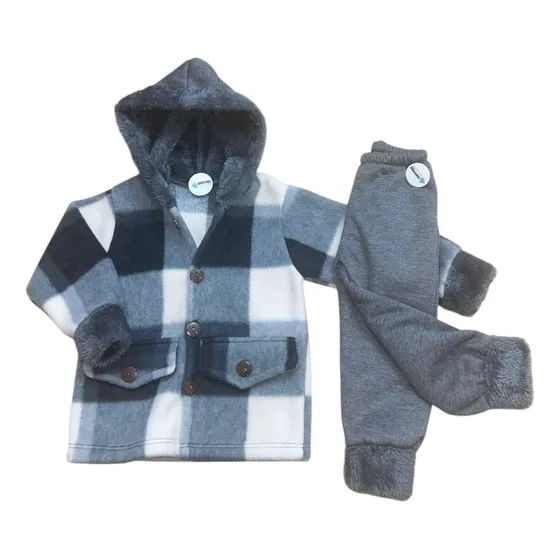 Conjunto Bebe Abrigado Campera Pantalón Polar Peluche