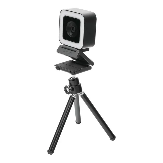 Web Cam Alta Denificion 2 Mp Con Aro De Luz Y Microfono Usb Color Negro