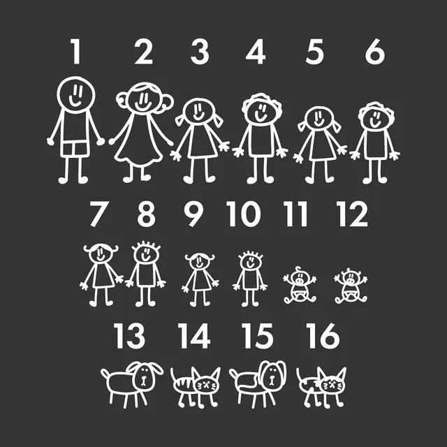 Sticker Auto De Familia (8cm X 5cm Apróx Cada Uno)