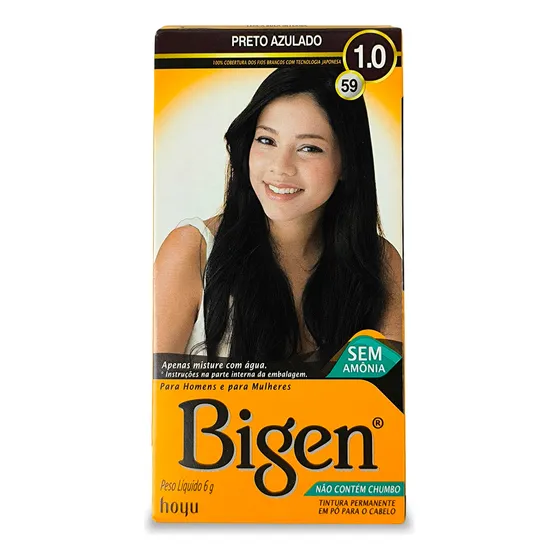 Tinta De Cabelo Coloração Preto Azulado 1.0 Bigen 6g
