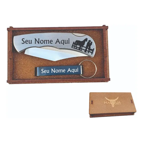 Canivete De Bolso Inox Barretos  Personalizado Seu Nome 