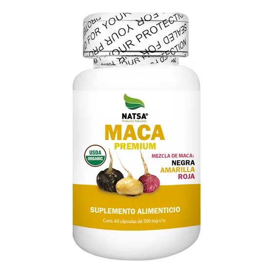 Maca Premium, Mezcla Maca Amarilla, Roja Y Negra, 60 Cápsulas, + Energía, Vigorizante, Fertilidad, Mejor Estado de Animo