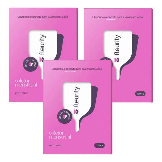 Kit Com 3 Caixas De Coletor Menstrual Fleurity Tipo 1
