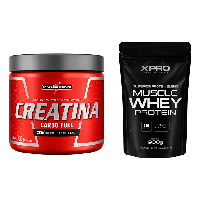 Kit Proteína 900 Gr + Creatina Integral Médica  300 Gr Vainilla