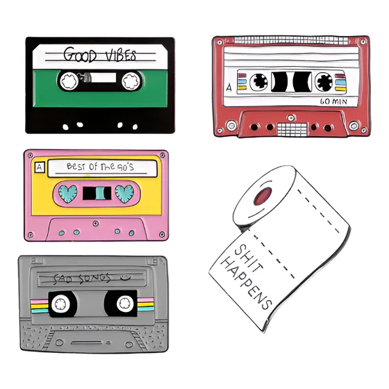 Set 5 Broches Pines Únicos Selección Super Original Casette
