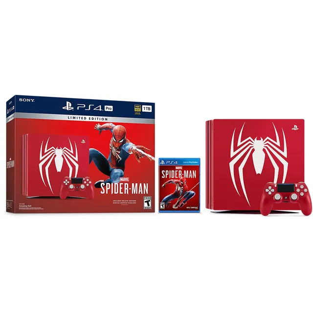 Sony PlayStation 4 Pro CUH-71 1TB Marvel's Spider-Man Limited Edition Bundle color amazing red