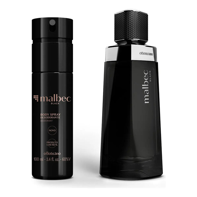 Malbec Black Kit Com Perfume Masculino Amadeirado Oriental E Body Spray Malbec Black Kit Com Perfume Masculino Amadeirado Oriental E Body Spray
