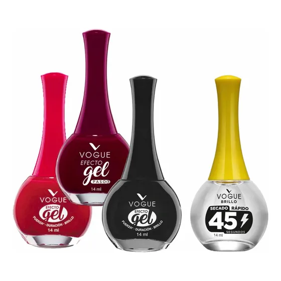 Pack Esmaltes Vogue Gel: Brillo+ Voluntad+ Energía+ Secreto