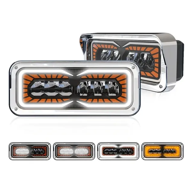 Par Faros Led Csp Tipo Kenworth / Freightliner Bisel Cromado
