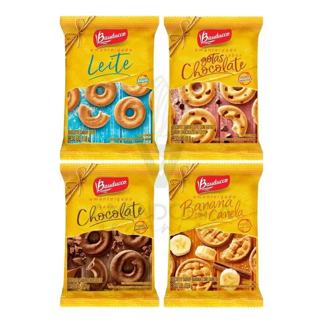 Kit 100un Biscoitos Bolacha Sortidos Bauducco Sache 11,5g