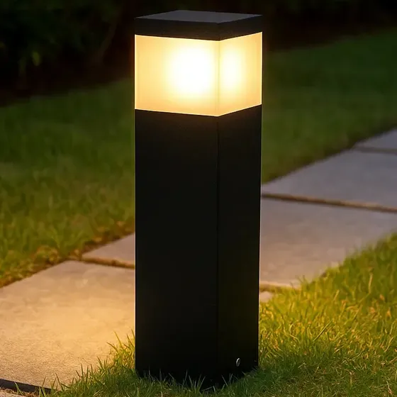 Poste Balizador 30cm P/ Jardim Em Alumínio St1301 Cúpula Preto