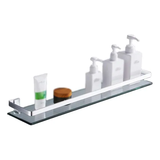 Estante Vidrio Para Baño Larro Rectangular Pared Aluminio 1