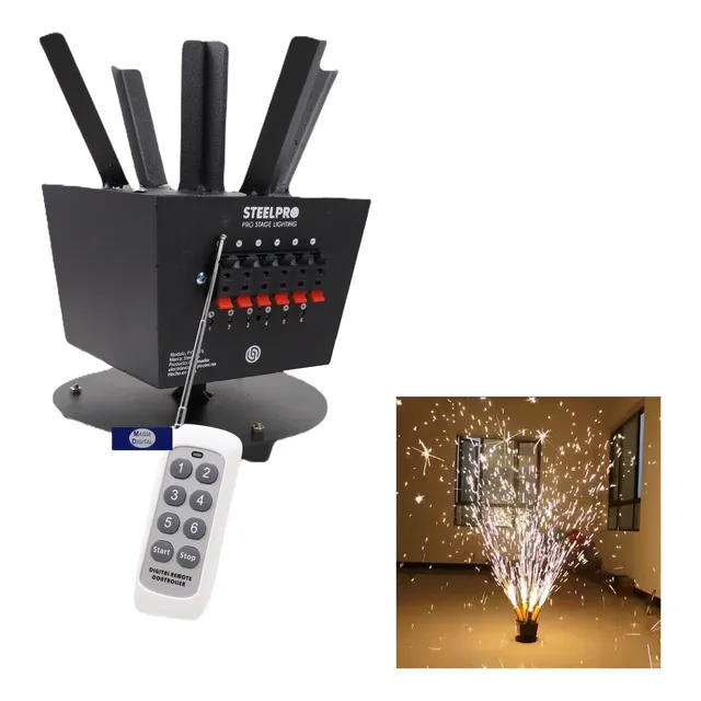 Chispero Giratorio Steelpro Pyro-fx Control Maq Lluvia Fria