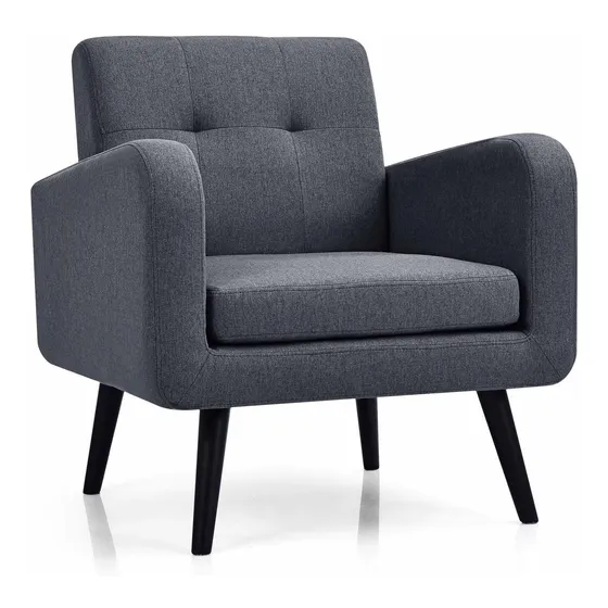 Sillon Tapizado Moderno Pata Madera Goma Sofa Individual