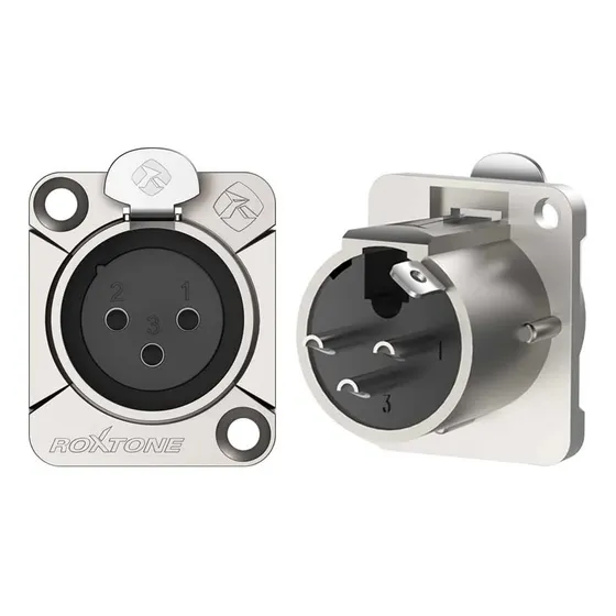 Conector Xlr Canon Hembra 3 Pines Empotrable Chasis Roxtone