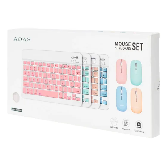 Mini Teclado Y Mouse Inalambrico Recargable Aoas As-110
