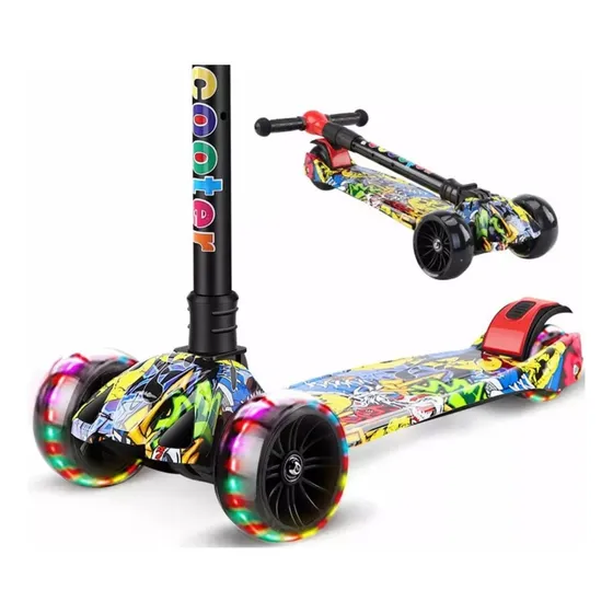 Monopatín Led Scooter Patineta Plegable Regulable Infantil Color Rgb
