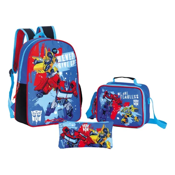 Combo Escolar Morral Cartuchera Y Lonchera - Transformers