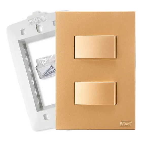 Interruptor De Luz Duplo Paralelo Ouro Nobre Apagador Blux