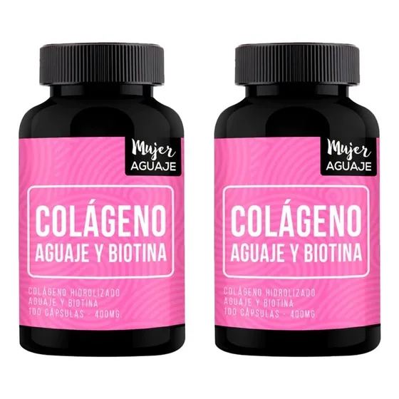 02 Frascos Colágeno, Aguaje & Biotina 100 Cápsulas