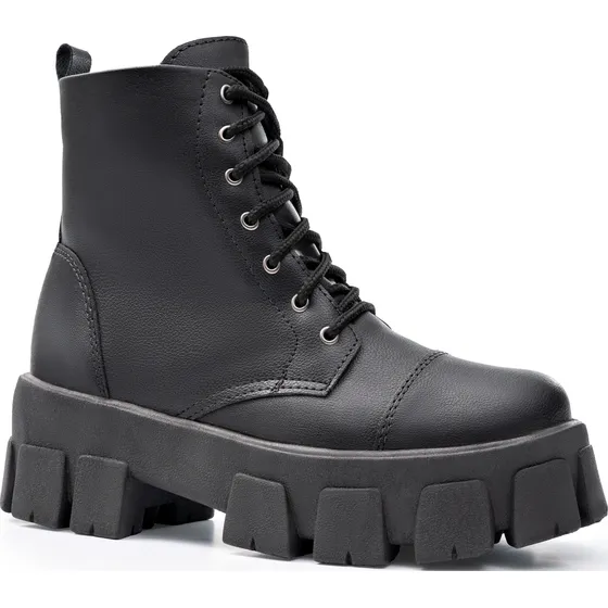 Bota Tratorada Blogueira Plataforma Coturno Cano Curto Macio