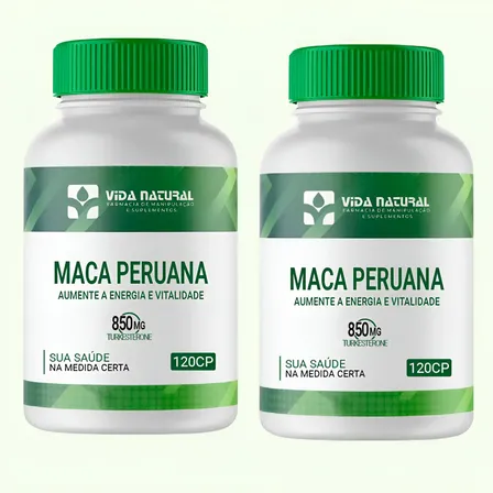 Kit 2 Maca Peruana 850mg 240 Cápsulas Energia E Vitalidade Sem Sabor