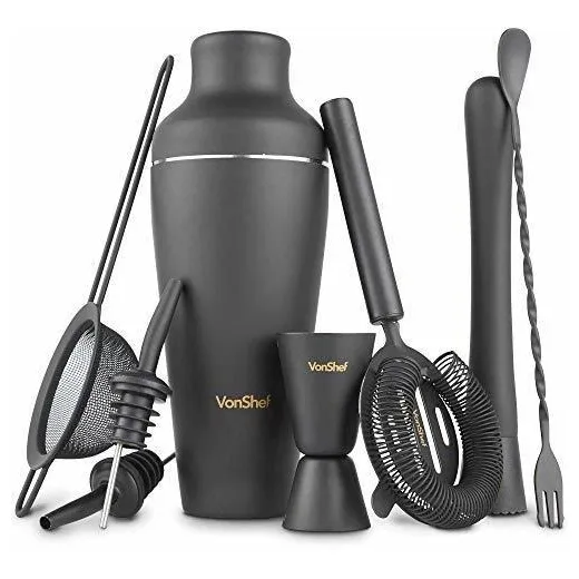 Vonshef Juego Coctelera Parisino Negro Mate Estuche 17oz