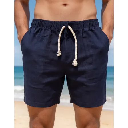 Short Masculino Aspecto Linho Confortavel Elegante Verão