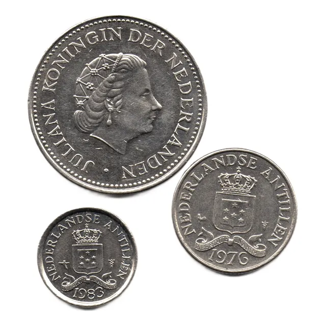 Antillas Holandesas 10 Y 25 Cents Y 1 Gulden 1976 - 1983