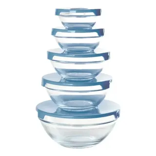 5 Potes Para Alimentos Wellmix 900ml Hermético E Resistente Sortidos Azul-claro