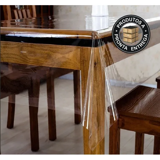 Toalha De Mesa Plastico 3,50 X1,40 Extra Grosso 0,30mm Cor Transparente Liso