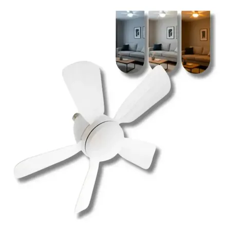 Lâmpada Ventilador De Teto E27 6 Hélices Controle Remoto Luz Branca Led Silencioso Econômica Camperluz 127/220v Branco