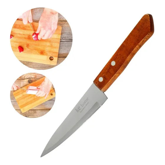Faca 6  Polegadas Cozinha Chef Aço Inox Cabo Madeira Corte