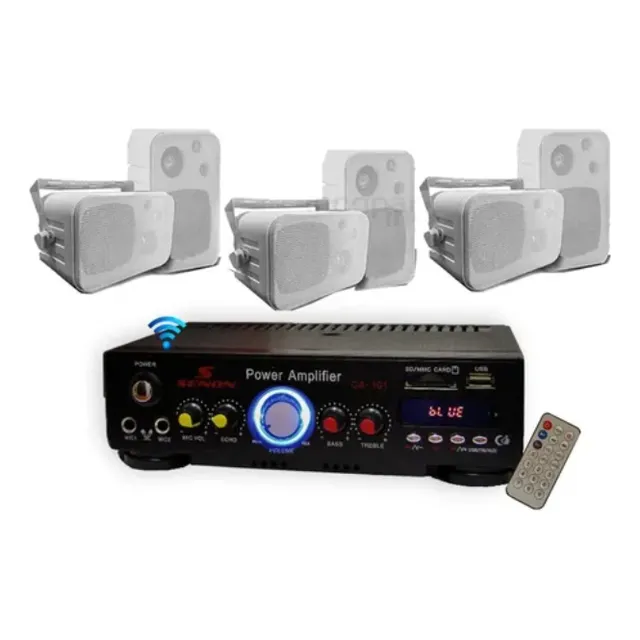 Combo Música Funcional Comercio Consola Bluetooth + 6 Bafles