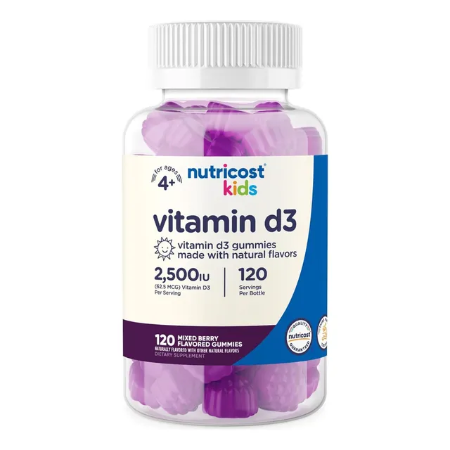 Vitamina D3 2500 Iu Para Niño Nutricost Kids 120 Gomitas