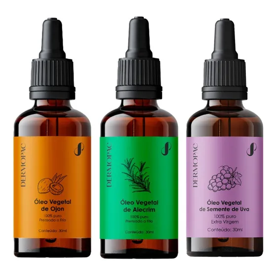 Kit Óleo Vegetal Ojon, Alecrim,semente De Uva 30ml 100% Puro