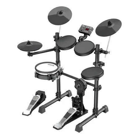 Bateria Eletrônica Aroma Tdx-15s Portátil Usb Midi Com Módulo Som E Pedais Preto