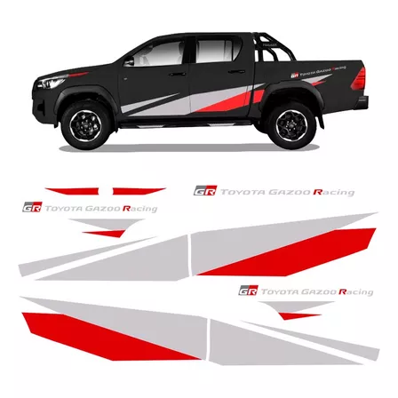 Faixa Hilux Gr Toyota Gazoo Racing 2018 2019 Adesivo Cinza