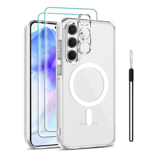 Kit Funda Para Samsung A55 Magnética Transparente Case +mica Kit Funda Para Samsung A55 Magnética Transparente Case +mica