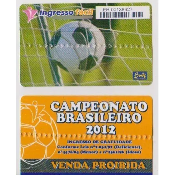 2 Ingresso Jogo Flamengo X Grêmio Campeonato Brasileiro 2012