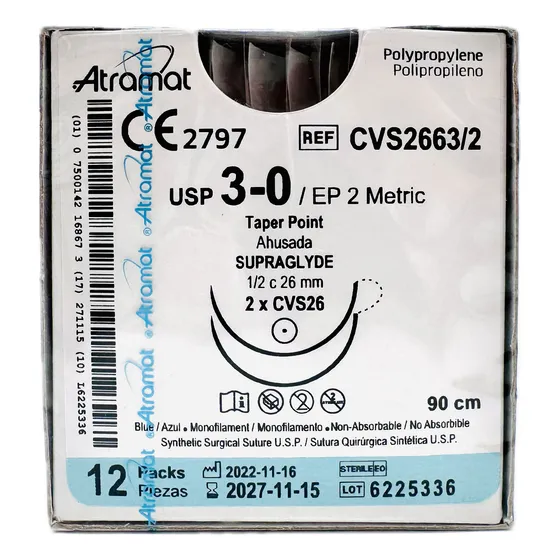 Sutura Polipropileno 3-0 (prolene) Ref: Cvs2663/2 Atramat