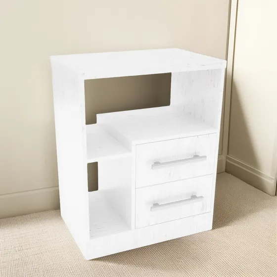 Mesa Mesita De Luz Premium Correderas Metálicas 2 Cajones Acabado Mate Color Venecia