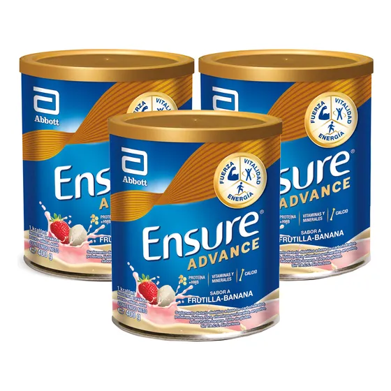 Kit Ensure Advance Frutilla-banana Polvo 400g X3u