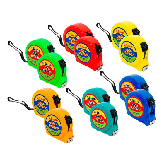Flexómetro 5.5m Cadena Gwa-5525 Caja 12pzas Colores