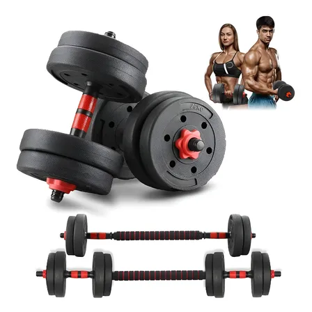 Kit Pesas Mancuernas Ajustables Barra Recta Ejercicio 10 Kg Negro