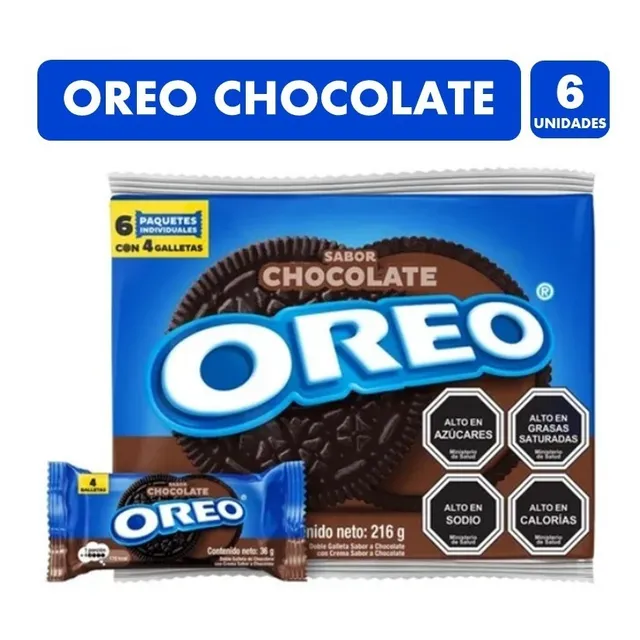 Galletas Oreo Sabor Chocolate - Pack De 6 Unidades, 36g C/u.