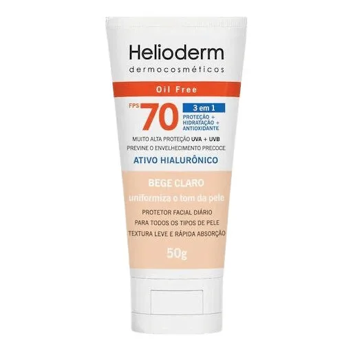 Protetor Solar Helioderm Facial Fps 70 Bege Claro 50g